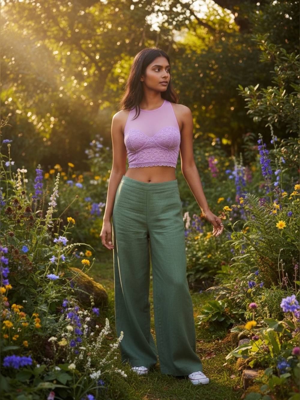 NWT Free People Intimately Stay With Me Longline Bralette Purple Lilac Lace S